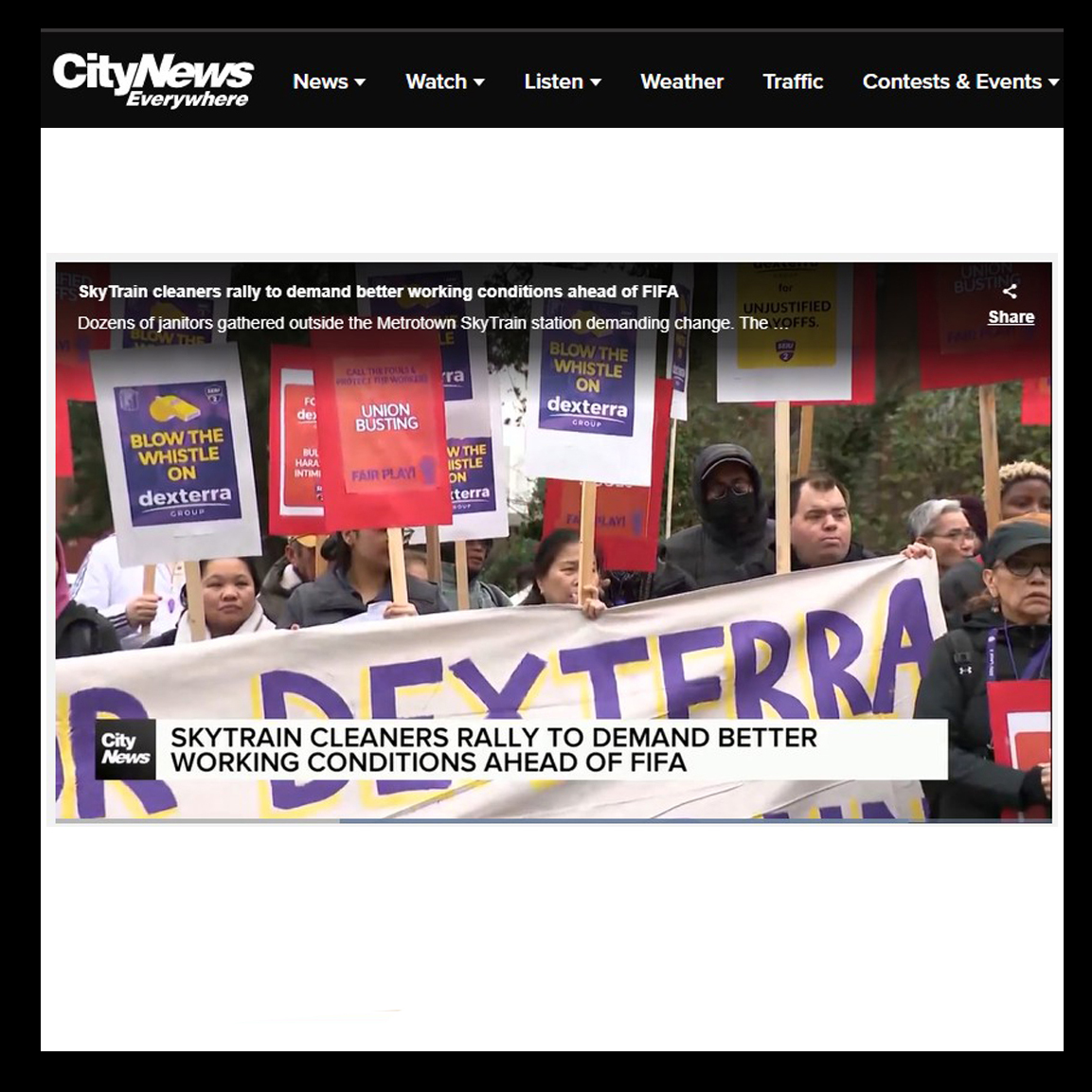 Read more about the article SkyTrain cleaners rally to demand better working conditions ahead of FIFA